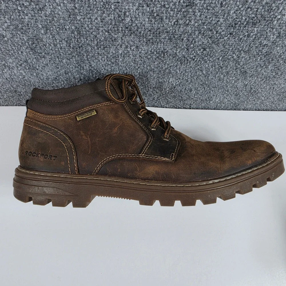 Rockport Storm Front Brown Leather Waterproof Chukka Boots Mens 11.5 CI6148